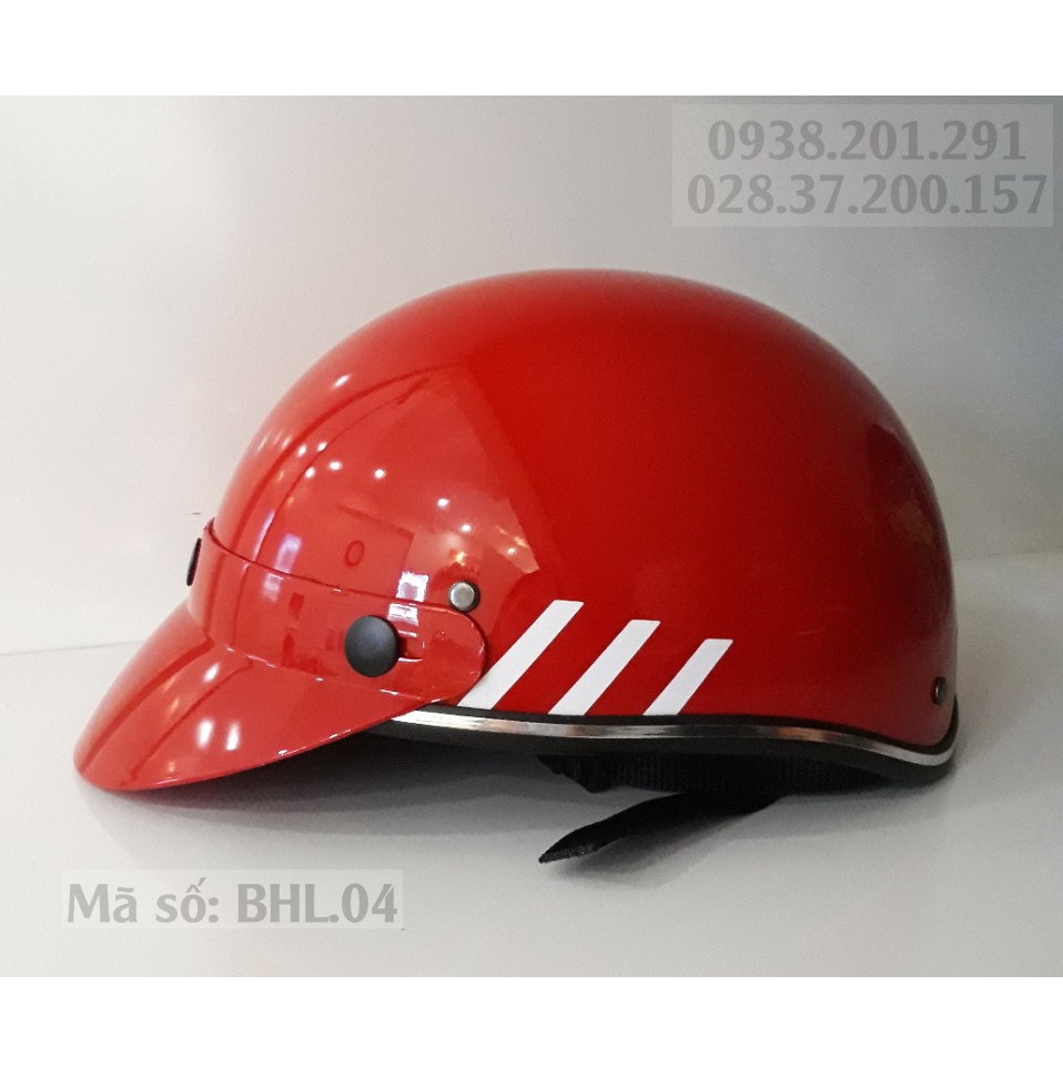 Đặt in mũ nón bảo hiểm màu đỏ phối trắng in logo công ty làm quà tặng quảng cáo giá rẻ
