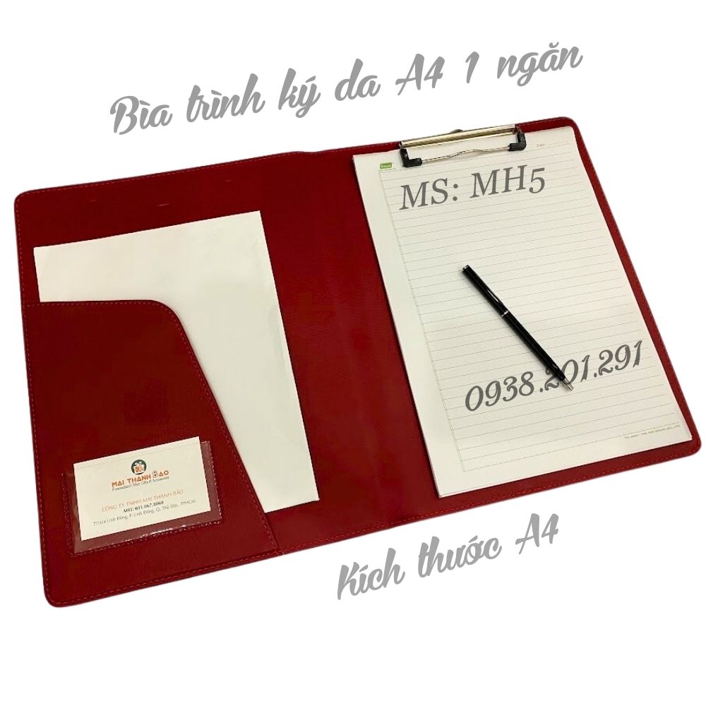 Bìa trình ký da đôi 1 ngăn MH5 dùng để kẹp tài liệu, hồ sơ, hợp đồng, báo cáo... 