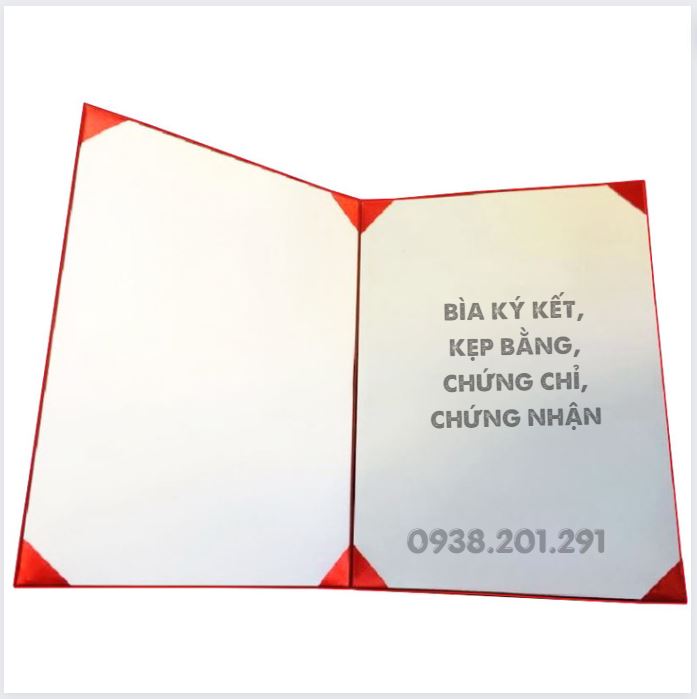 Bìa bằng si decal màu đỏ 7D ký kết hợp đồng chứng nhận giấy khen chứng chỉ bằng tốt nghiệp