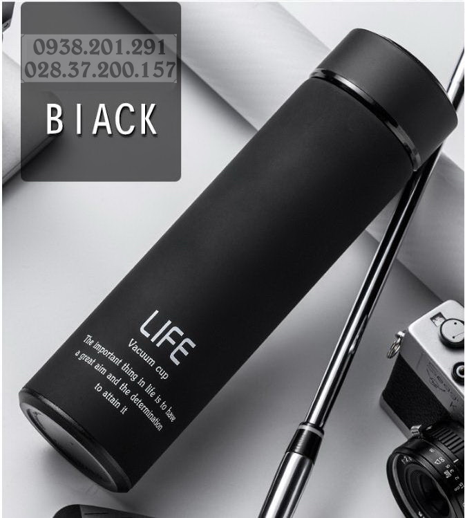 Bình giữ nhiệt màu đen black in logo tên công ty làm quà tặng khách hàng ý nghĩa đẹp giá rẻ