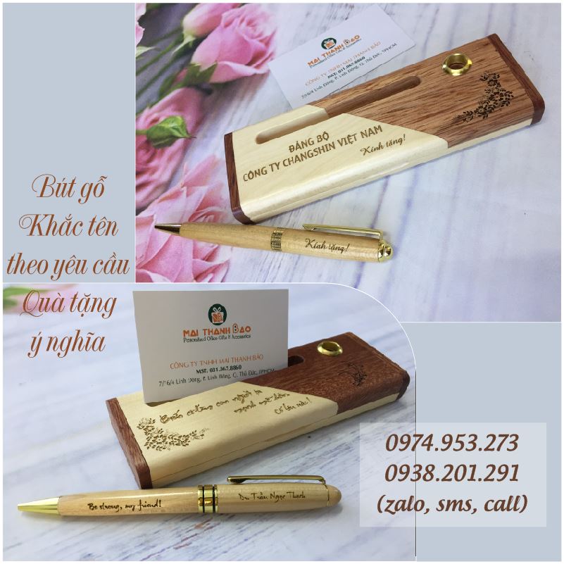 Bút gỗ khắc tên cao cấp quà tặng đại hội đảng viên chi bộ 2020 2025 giá rẻ đẹp sang trọng